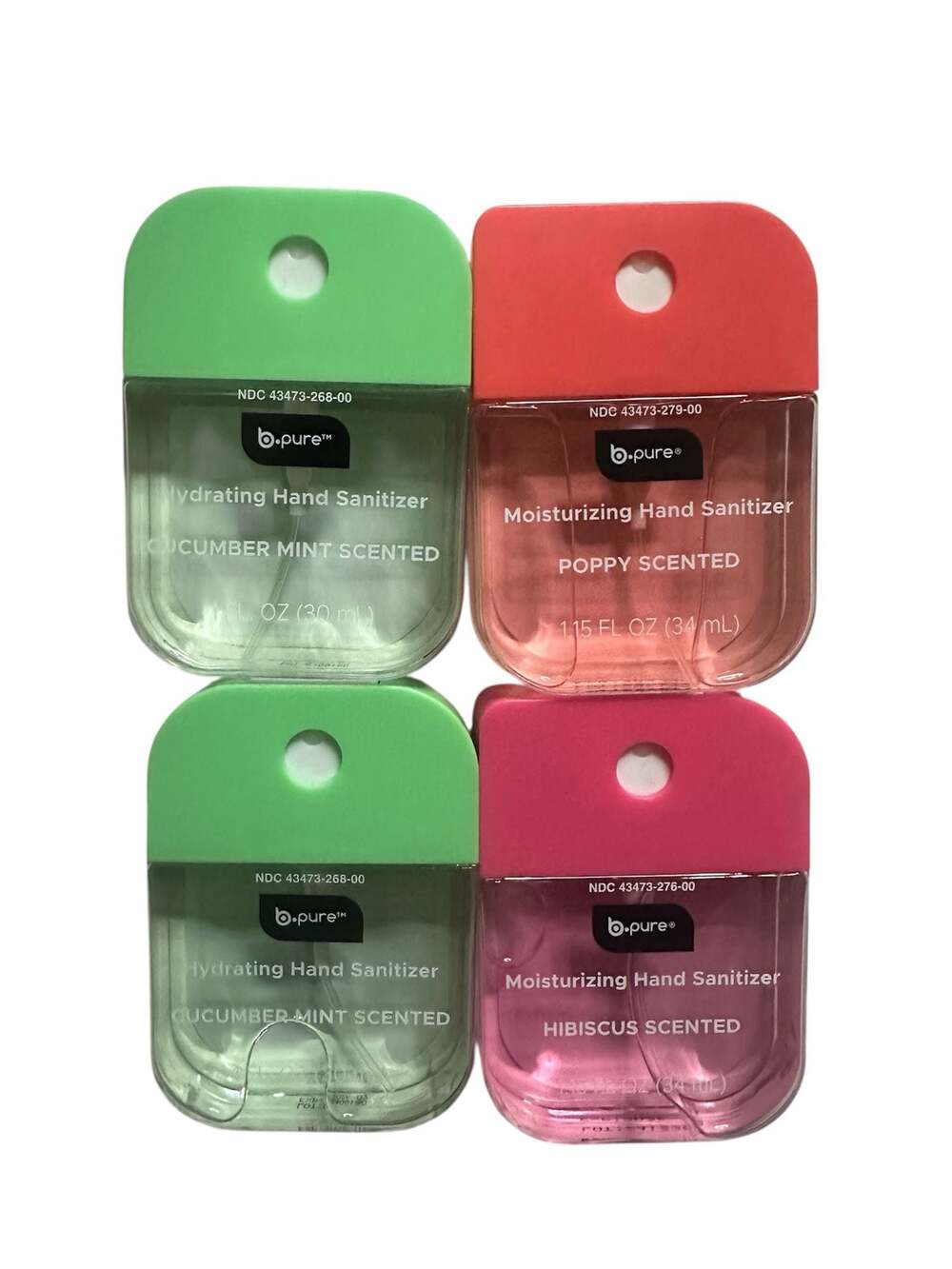 B.pure Moisturizing and Hydrating Hand Sanitizer Spray Set of 4 (Cucumber Mint,
